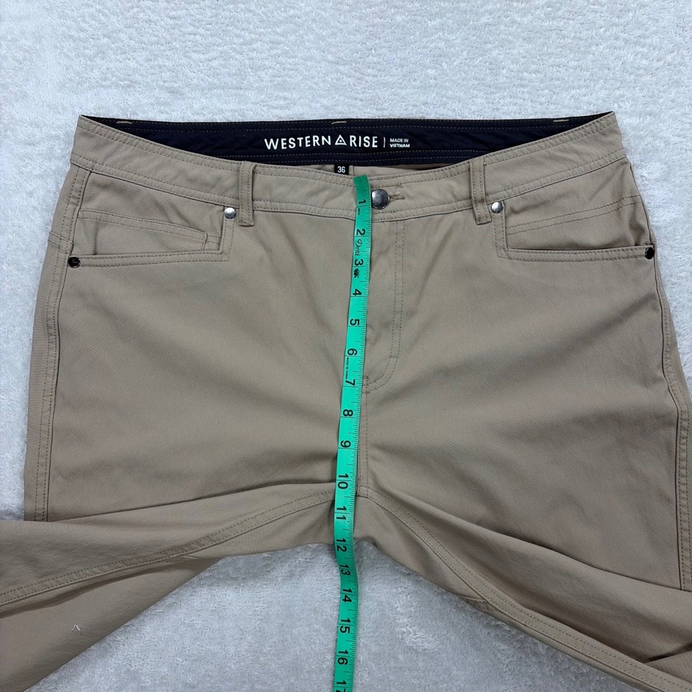 Western Rise AT Slim Rivet Pants Mens 36 Tan Technical Travel Stretch Trousers - Picture 7 of 10